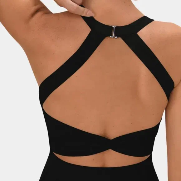 Halara Backless Cut Out Twisted Side Pocket 2-in-1 Mini Barre Ballet Dance Dress - Picture 4 of 7